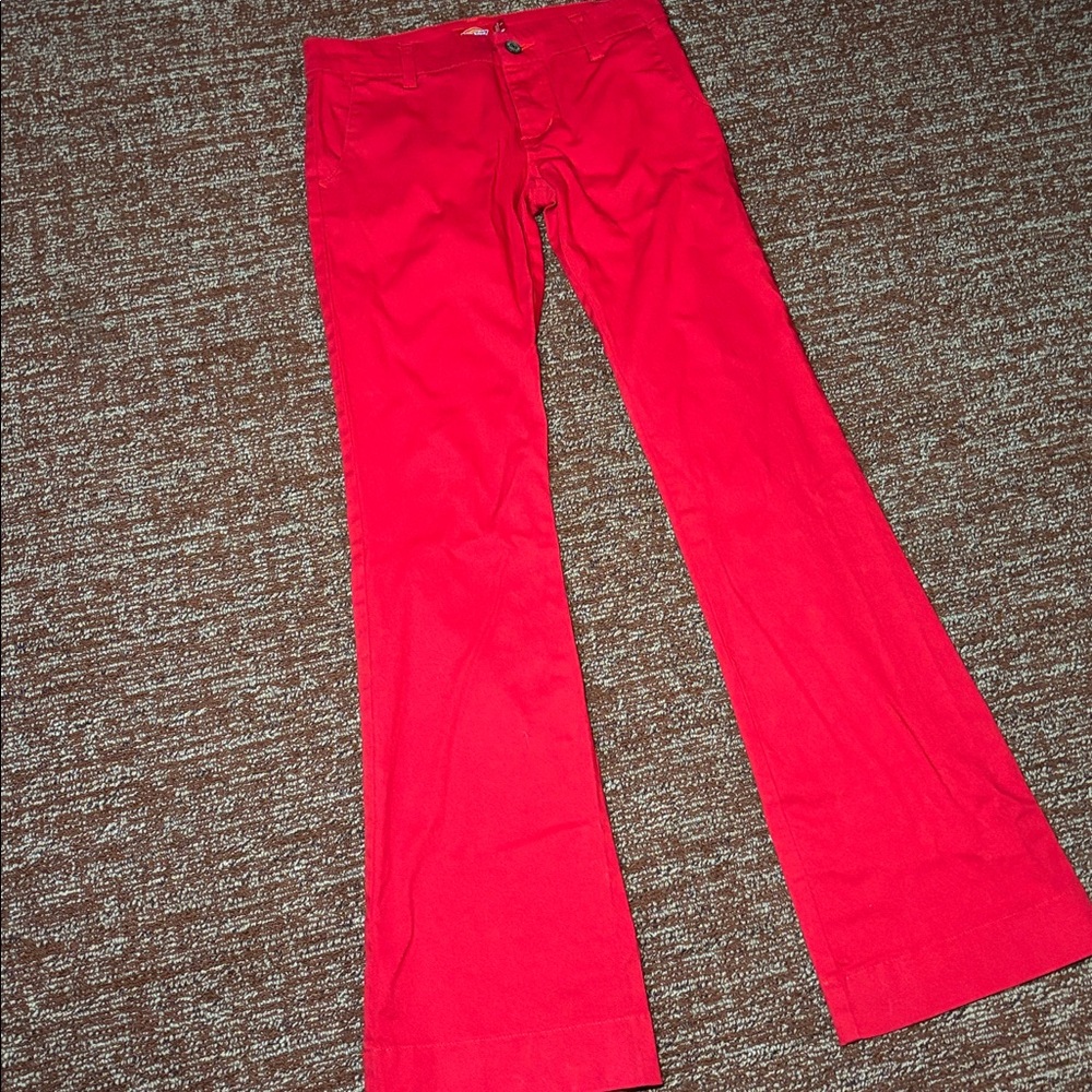 Dickies Red low rise bell bottom pants women’s 1 vibrant flare leg pants - Picture 4 of 13